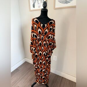 Free People Groovy Baby Maxi Kaftan Dress Orange One Size